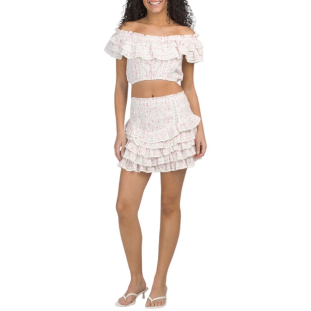 AMY JANE LONDON Gaia Floral Cropped Top And Skirt Set